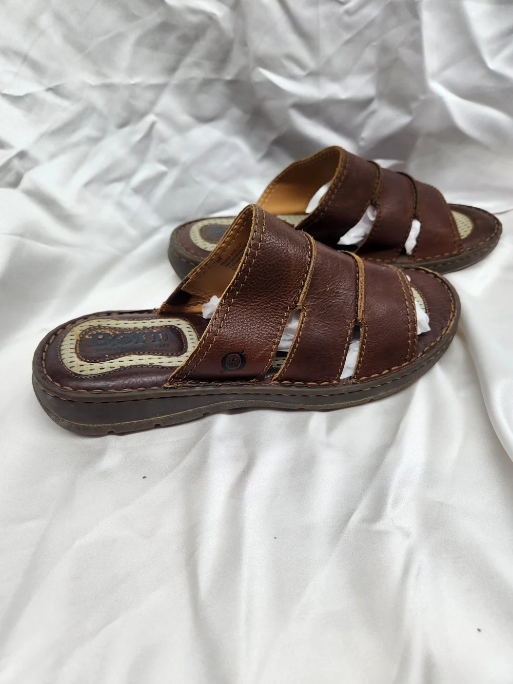 Born Men's Dark Brown Leather Slide Sandals